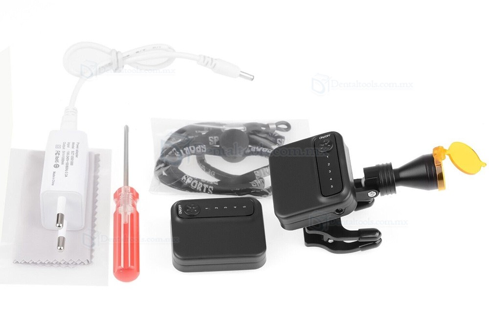 L&aacute;mpara frontal LED dental inal&aacute;mbrica de 5W con filtro y 2 bater&iacute;as